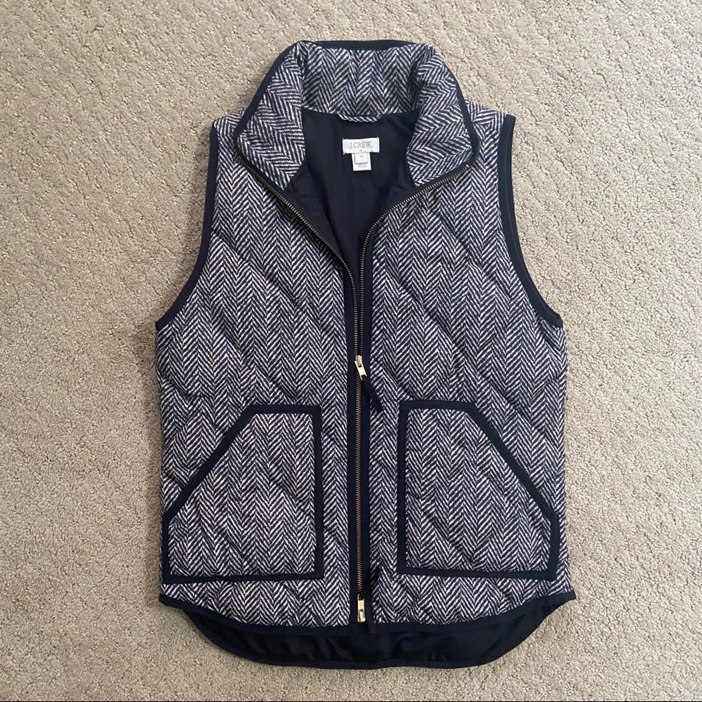 JCrew Womens Navy Print Quilted Puffer Vest Sz XS